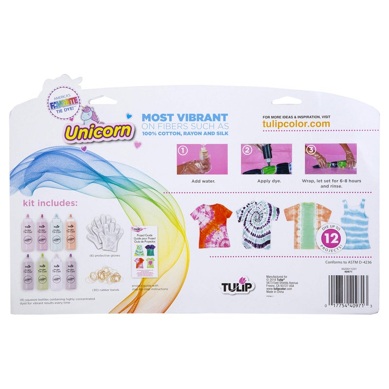 Tulip One-Step Tie-Dye Kit Unicorn Set, Easy for Beginner Skill Levels, 8 Easy Squeeze, Pre-Filled Bottles, Mythical Fantasy Colors - Image 2